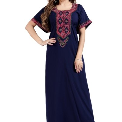 Bhopali gown _navyblue_round neck