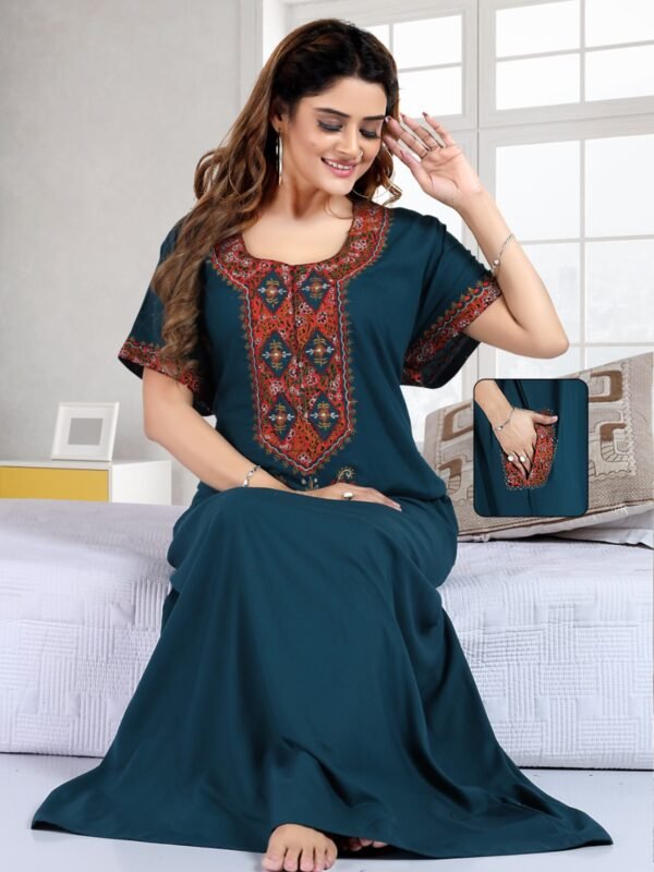 Bhopali Embroidered Gown (Round Neck) - Image 5