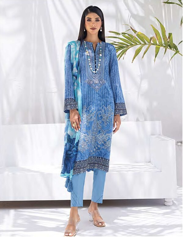 ORIGINAL PAKISTANI LAWN SUIT WITH PRINTED CHIFFON DUPATTA