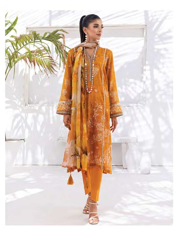 ORIGINAL PAKISTANI LAWN SUIT WITH PRINTED CHIFFON DUPATTA - Image 2