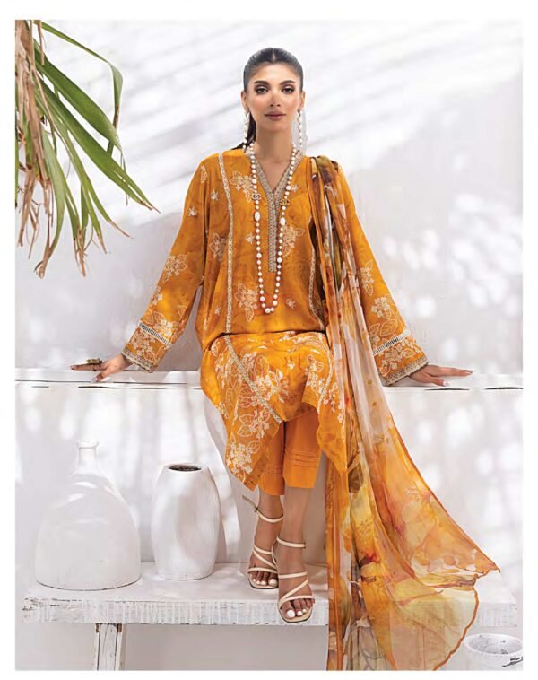 ORIGINAL PAKISTANI LAWN SUIT WITH PRINTED CHIFFON DUPATTA - Image 3