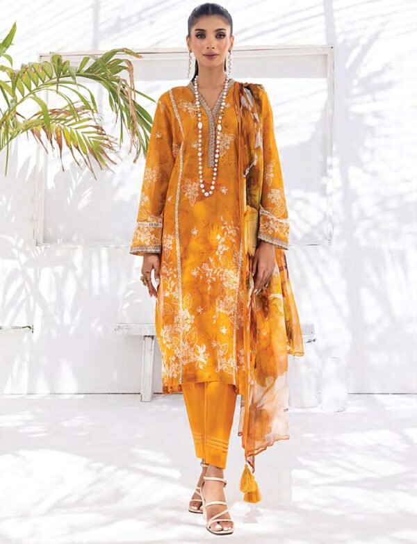 ORIGINAL PAKISTANI LAWN SUIT WITH PRINTED CHIFFON DUPATTA