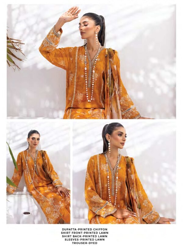 ORIGINAL PAKISTANI LAWN SUIT WITH PRINTED CHIFFON DUPATTA - Image 4