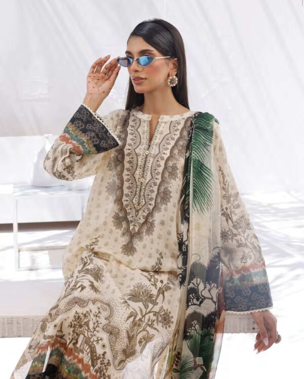 ORIGINAL PAKISTANI LAWN SUIT WITH PRINTED CHIFFON DUPATTA - Image 3