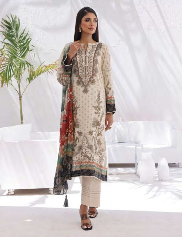 ORIGINAL PAKISTANI LAWN SUIT WITH PRINTED CHIFFON DUPATTA