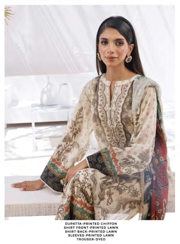 ORIGINAL PAKISTANI LAWN SUIT WITH PRINTED CHIFFON DUPATTA - Image 5